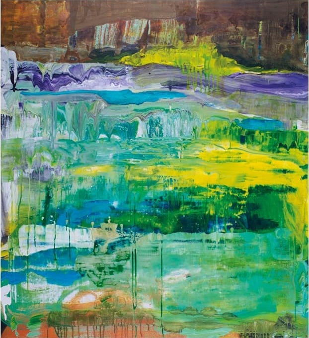 summer landscape with waterpool